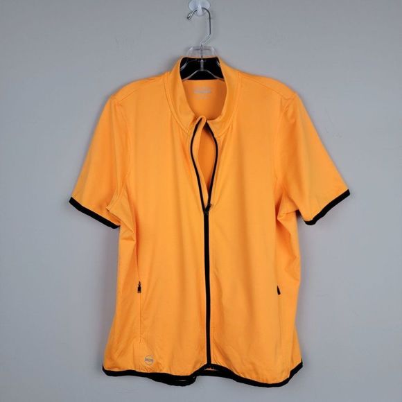 Lauren Ralph Lauren Active Orange Full Zip Short Sleeves Jersey Shirt Size XL - Picture 1 of 8
